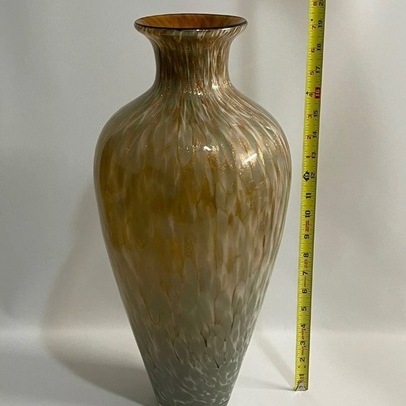 Haverty's 19" Artisan Gold Pattern Glass Element Floor Vase - Picture 3 of 8